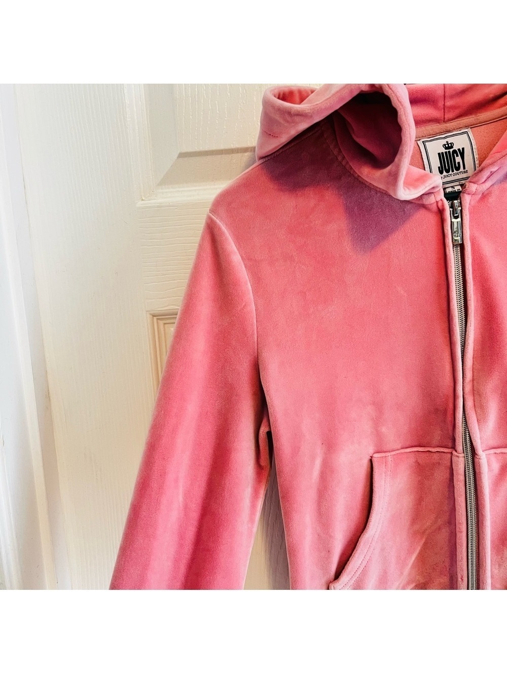 Juicy Couture Hoodie Jacket in Pink Velour Size Small Y2K - Picture 13 of 14